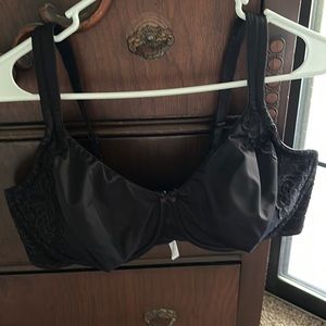 Mia black satin and lace bra. Not padded. 42DDD